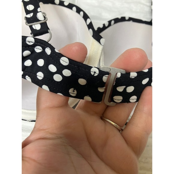 Lands End navy blue & white polka dot high waist bikini women's size 8 summer - Picture 7 of 9